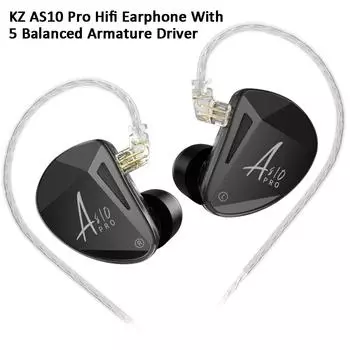 KZ AS10 Pro 5BA IEMs проводные Hi-Fi наушники-вкладыши стерео бас наушники мониторного уровня с микрофоном и посеребренным съемным кабелем. No Mic