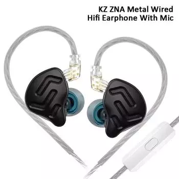 KZ Динамические наушники Hi-Fi ZNA с двумя магнитными полостями, проводные наушники-вкладыши с 3,5-мм басовыми мониторными наушниками, внутриканальные спортивные стереогарнитуры с микрофоном. No Mic