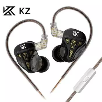 KZ-DQS Динамические круглые наушники Heavy Bass Game HIFI Спортивный мониторинг Музыкальная гарнитура without MIC чёрный