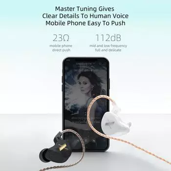 KZ EDX HIFI наушники-вкладыши мониторные наушники DIY наушники 1DD спортивные наушники с шумоподавлением without mic чёрный