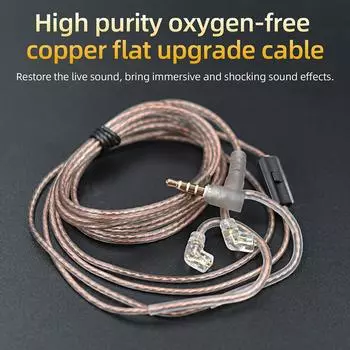 KZ OFC Кабель для обновления Hi-Fi наушников Сменный кабель 0,75 мм Позолоченный разъем Прозрачный черный C Pin No Mic