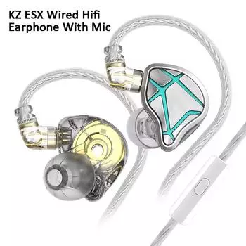 KZ Проводные наушники ESX Metal 3,5 мм с шумоподавлением, спортивные игровые наушники-вкладыши, мониторные наушники Hi-Fi, съемный кабель. No Mic