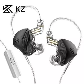 KZ-ZEX электрическое кольцо HIFI-гарнитура с управлением пшеничным проводом для мобильного телефона, компьютерной игры, спортивная музыкальная гарнитура-вкладыш without MIC чёрный