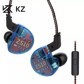 KZ-ZS10 Десять единиц Круглая железная гарнитура Игровая гарнитура типа Enar Moving Iron Heavy Wound Control Пшеничная HIFI-гарнитура without MIC красный