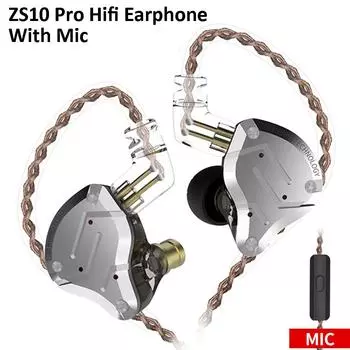 KZ ZS10 Pro Проводные стереобасовые наушники Гибридные сбалансированные наушники с шумоподавлением и емкостным микрофоном HD для Android Ios. золотой