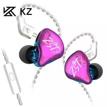 KZ-ZST X Circle Iron Музыкальные наушники Проводной мотор Утюг с шумоподавлением Ремень для вызова Пшеничный микро without MIC чёрный