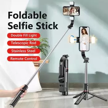 L13D Selfie Stick 1160 мм с беспроводным Bluetooth-штативом с двойным заполняющим светом и дистанционным управлением затвором для мобильного телефона Android IOS