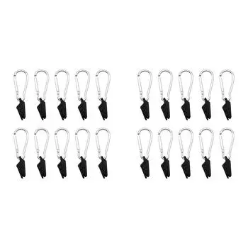 #L 10 шт. клипсы для брезента для кемпинговой палатки с карабином для тентов и навесов (Серебряный