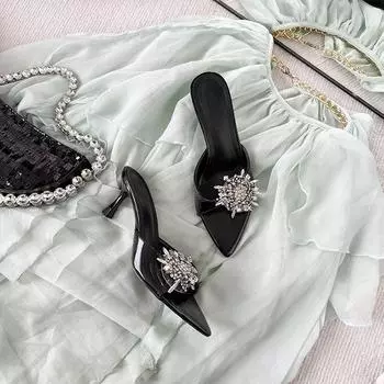 L-248 New rhinestone beautiful high-heeled sandals high sense not tired feet pointed high heels women 34