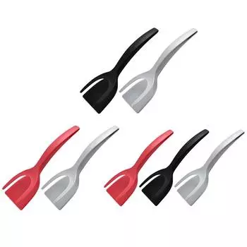 #L 2 в 1 Лопатка для яиц Щипцы Силиконовая ручка Блины Жареные Лопатки Кухонный Аксессуар A