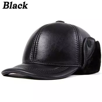 L-2XL, высококачественные шапки из натуральной кожи, зимние теплые наушники из воловьей кожи первого слоя, шапки-бомберы, бархатные утолщенные мужские костяные шапки, папа шапка XXL чёрный