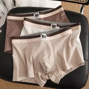 L-3XL Мужские однотонные удобные дышащие трусы-боксеры Мягкие, приятные для кожи трусы-боксеры со средней посадкой Молодежные шорты Нижнее белье Трусики 2XL чёрный