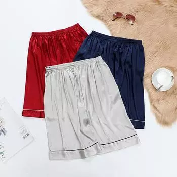 L-3XL плюс размер высокая гибкая летняя мужская женская одежда для сна шорты из полиэстера домашняя одежда шелковые пижамы мужская одежда для мужчин сплошной цвет пляж