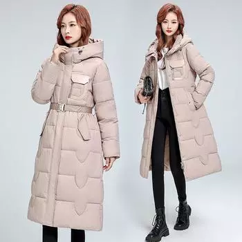 L-4XL большой размер европейские товары зимние утолщенные до колена хлопчатобумажные подкладочные изделия тонкие и хлопчатобумажные подкладочные изделия и куртки L чёрный