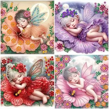 #L 5D DIY Частичная дрель специальной формы Набор для алмазной живописи Цветочная фея Декорат GSYX366
