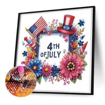 #L 5D DIY Partial Special Shaped Drill Diamond Painting Kit 4th of July 2 Decor WQ381