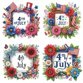 #L 5D DIY Partial Special Shaped Drill Diamond Painting Kit 4th of July 2 Decor WQ381