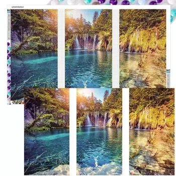 #L 5D DIY Полная круглая дрель Алмазная картина Пейзаж Домашний декор Искусство Ремесло 90x55
