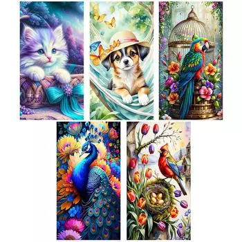 #L 5D DIY Полный Круглый Дрель Алмазная Картина Животное Набор Домашний Декор Искусство Ремесло w3881