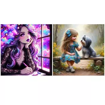 #L 5D DIY Полный квадратный сверло Алмазная картина Девочка Набор для домашнего декора Искусство Ремесло ZQA4613