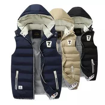 L-5XL Модное мужское пальто Молодежный теплый толстый жилет Студенческая куртка Популярная хлопковая куртка с капюшоном Высококачественная толстовка с капюшоном из полиэстера Пуховое пальто Повседневный тонкий жилет