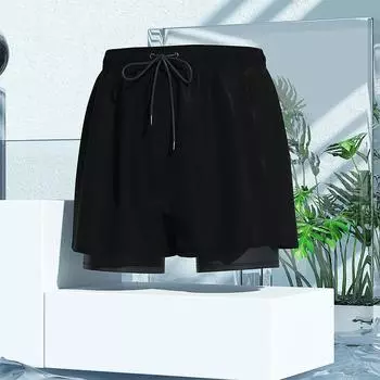 (L-5XL)Мужские плавки, свободные быстросохнущие мужские шорты для плавания, пляжный купальник, купальный костюм с горячими источниками 4XL чёрный