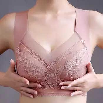 L-6L Женский большой бюстгальтер Push Up Ice Silk Бесшовный верхний бюстгальтер Bralette кружевной беспроводной летний бюстгальтер большого размера Верхнее нижнее белье L коричневый