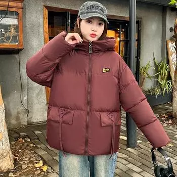 L-6XL большой размер новая пуховая хлопковая утепленная одежда женская модная короткая хлопковая утепленная одежда свободная зимняя хлопковая утепленная куртка утолщенное пальто L чёрный