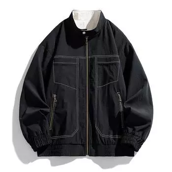 L-9XL Спортивная мужская повседневная куртка для активного отдыха Мужская свободная куртка с капюшоном и тремя полосами 9XL белый