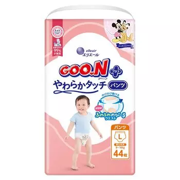 L Goon Plus Soft Touch 44 шт. [Размер брюк] (9~14 кг) Disney Design белый