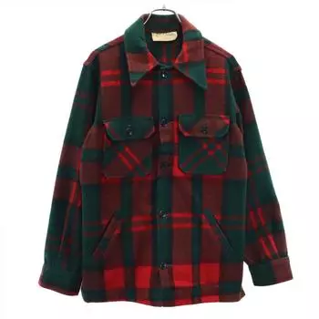 L.L.Bean 70s Wool Blend Cursive Tag Vintage check Long sleeve Shirt jacket Men s Used