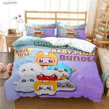 L-Lankybox Animated Movie All Season Duvet Cartoon Cover Bedding Sets Soft Quilt Cover and Pillowcases SingleDoubleQueenKing 70x133cm 2pcs