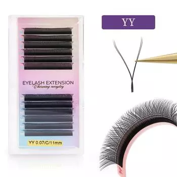 Л/(LU)M/C/D W-образные наращенные ресницы 0.07 3D готовые пучки для объемного наращивания W-образные YY-ресницы из искусственной норки для объемного наращивания натуральные ресницы C&0.07mm&MIX(8-15)mm