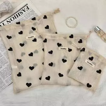 L/M/S Love Print Drawstring Bags Кошелек для монет для девочек Сумка для хранения ключей и помады Пылесборник для ювелирных изделий Сумки-мешки Drawstring Portable Toilet Bag