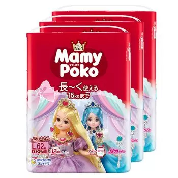 L Mamy Poko Pants design diapers 186 pieces pieces x [Pants size] Licca-chan (9~15kg) (62 3) [Case item] белый