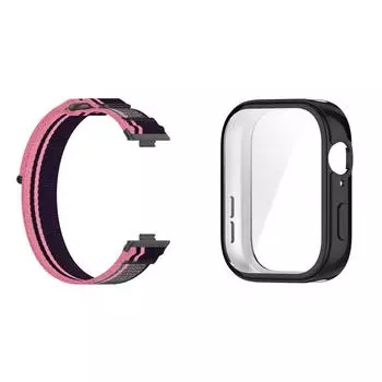 #L Нейлоновый тканый ремешок Регулируемый ремешок для часов Huawei Watch Fit 3 (Розовый Фиолетовый)