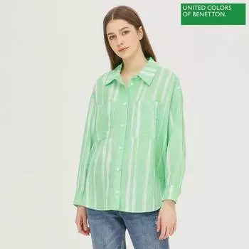 Льняная блузка Benetton Benetton Harris Apple Babl07211 Gn painted/42