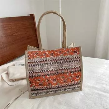 Льняная богемная большая вместимость, модная индивидуальная ретро-поп-сумка для женщин через плечо, ручная женская сумка-тоут