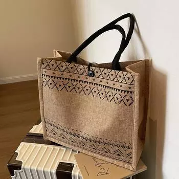 Льняная большая сумка Сумка большой вместимости Дорогая сумка для мамы Косметичка Сумка для хранения