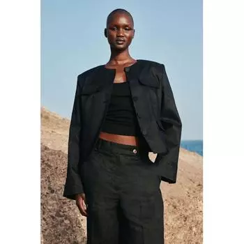 Льняная куртка HM чёрная