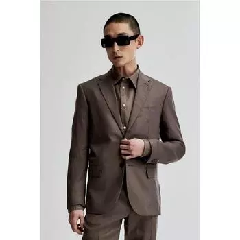 Льняная куртка приталенного кроя HM темно-бежевого цвета