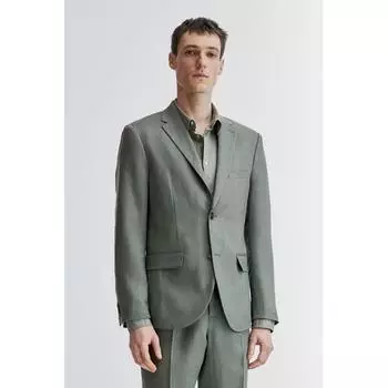 Льняная куртка узкого кроя HM зеленая