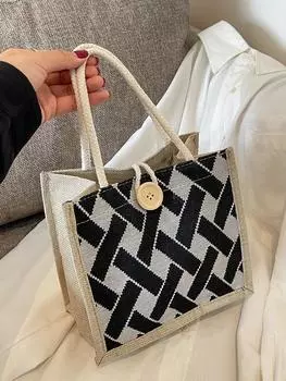 Льняная маленькая женская сумка 2024 года, новая ретро-мода, хлопковая и льняная холщовая сумка для студентов, выходящая с сумками-ланч-боксами