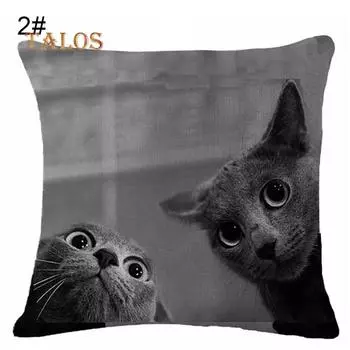 Льняная наволочка с милым котом и принтом, наволочка для домашнего дивана, кафе, декор, украшение 5#