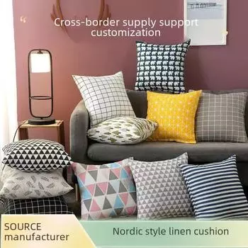 Льняная наволочка в скандинавском стиле с логотипом для дома и дивана 40x40 cm Pillowcase