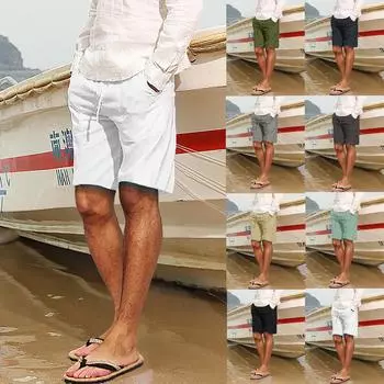 Льняная одежда для мужчин, брюки из натурального льна, современные удобные качественные мягкие льняные однотонные шорты с карманами и карманами XXXXXL армия зеленый