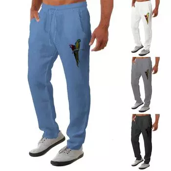 Льняная одежда для мужчин, брюки из натурального льна, современные удобные качественные мягкие льняные цветные брюки с карманами XL чёрный