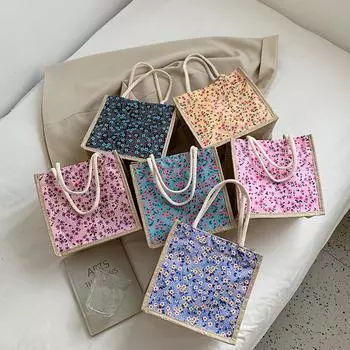 Льняная переносная сумка для ланча Bento, маленькая и свежая летом, ручная переноска, льняная сумка, модная сувенирная сумка