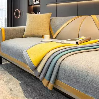 Льняная подушка для дивана Four Seasons, универсальная нескользящая подушка для сиденья, легкая, роскошная, простая, современная, высококачественная, чехол для дивана, пылезащитная ткань 45x45 pillowcase1pc хаки