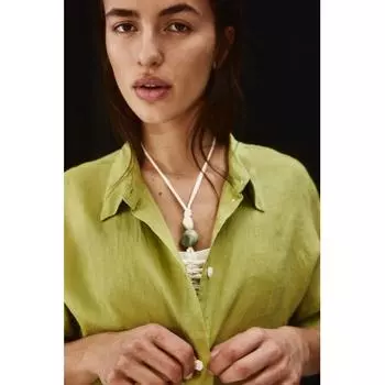 Льняная рубашка HM зеленая